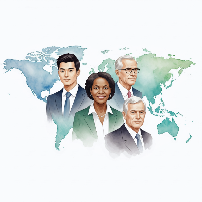 leaders ethnicity with a world map behind